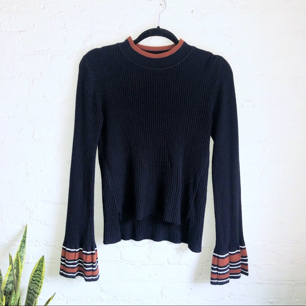 NEW🌟Anthropologie MOTH Stripe Bell Sleeve Sweater